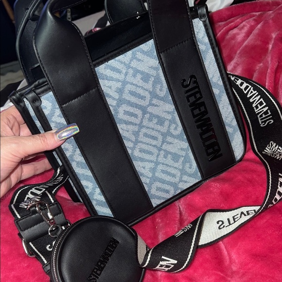 Steve Madden Black and White Men's Messenger Bag - Picture 1 of 9